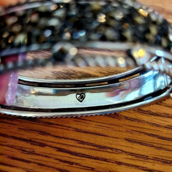 BRIGHTON "Crystal Rocks" Crystal and Silver Hinged Bracelet BOLD ACCESSORIES - Picture 5 of 10